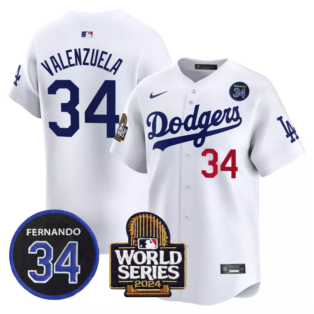 Fernando Valenzuela Dodgers 2024 World Series Patch Flex Base Jersey | Royal Mexico Design | All Stitched Fan Gear for Men, Women & Youth