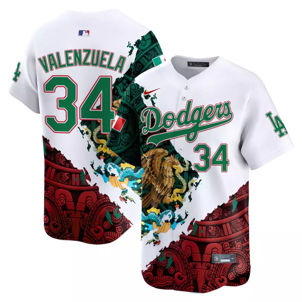 fernando valenzuela white mens los angeles dodgers mexico sugar skull vapor premier limited jersey printed