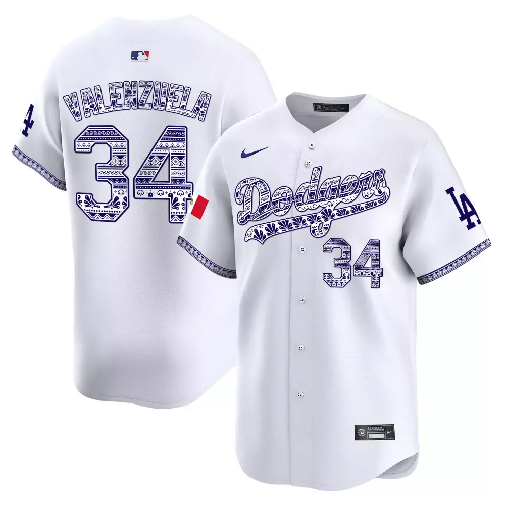 fernando valenzuela white mens los angeles dodgers mexico sugar skull vapor premier limited jersey printed