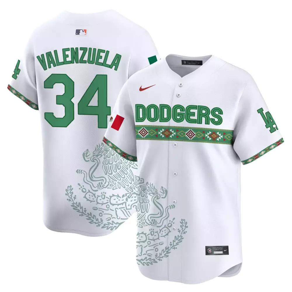 fernando valenzuela white mens los angeles dodgers mexico sugar skull vapor premier limited jersey printed