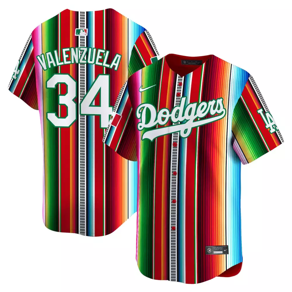 fernando valenzuela youth los angeles dodgers serape pattern mexico vapor premier limited jersey printed