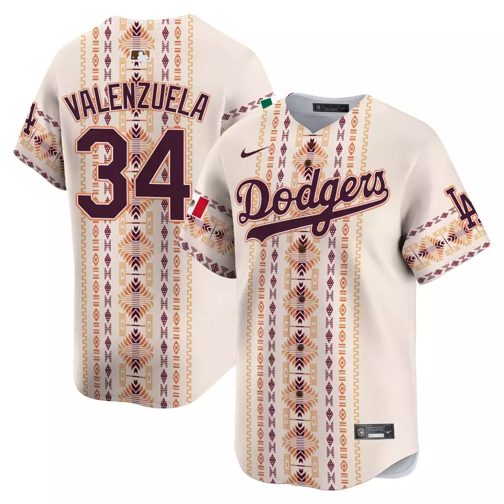 fernando valenzuela youth los angeles dodgers serape pattern mexico vapor premier limited jersey printed