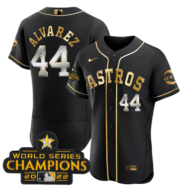 Yordan Alvarez Houston Astros Black Gold Rush Jersey | Men's Cool Base | All Stitched Fan Gear | For Men, Women & Youth