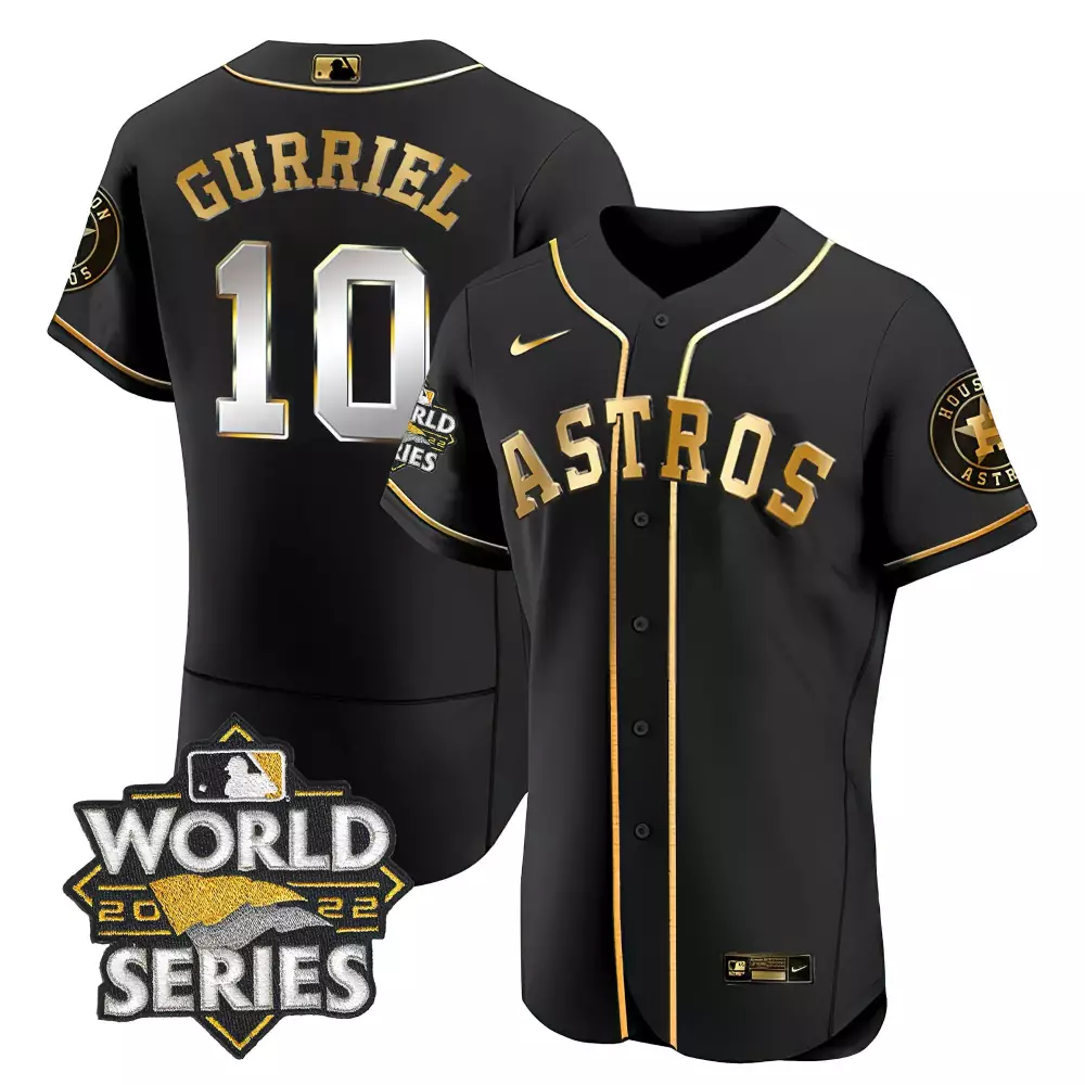 Yuli Gurriel Houston Astros 2022 World Series Black Gold Jersey | Limited Edition Stitched Fan Gear | For Men, Women & Youth