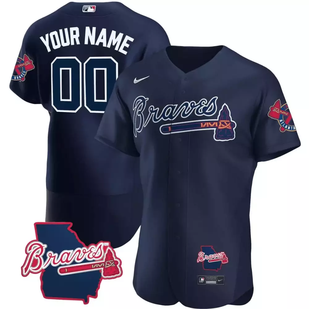 flex base youth atlanta braves 4x world series gold trim custom name and number jersey stitched