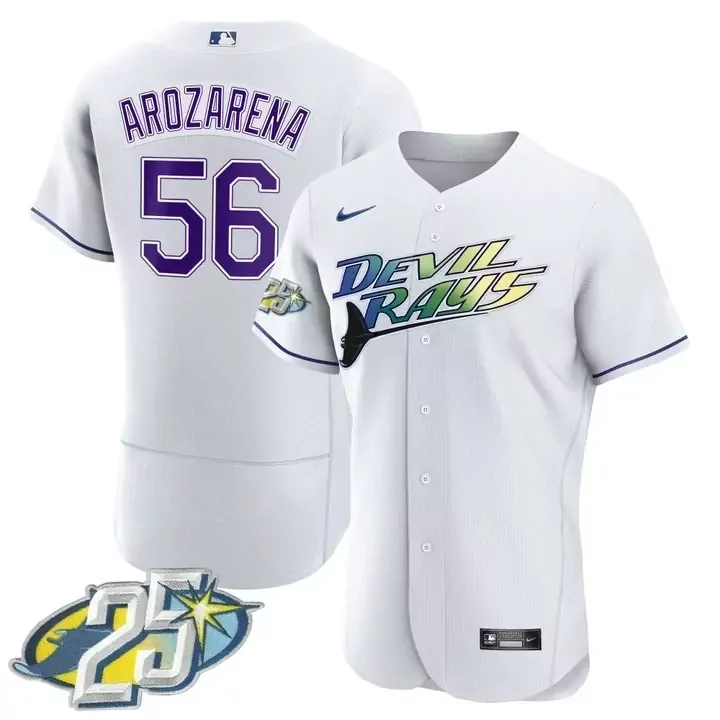 flex base youth randy arozarena tampa bay rays 25th anniversary white jersey all stitched