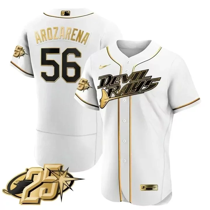 flex base youth randy arozarena tampa bay rays 25th anniversary white jersey all stitched
