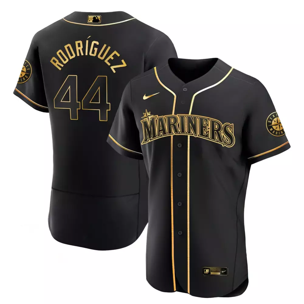 flex black gold youth seattle mariners 2023 city connect gold fan made custom jersey all stitched