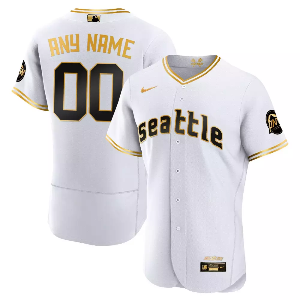 flex white gold men seattle mariners 2023 city connect gold custom jersey all stitched