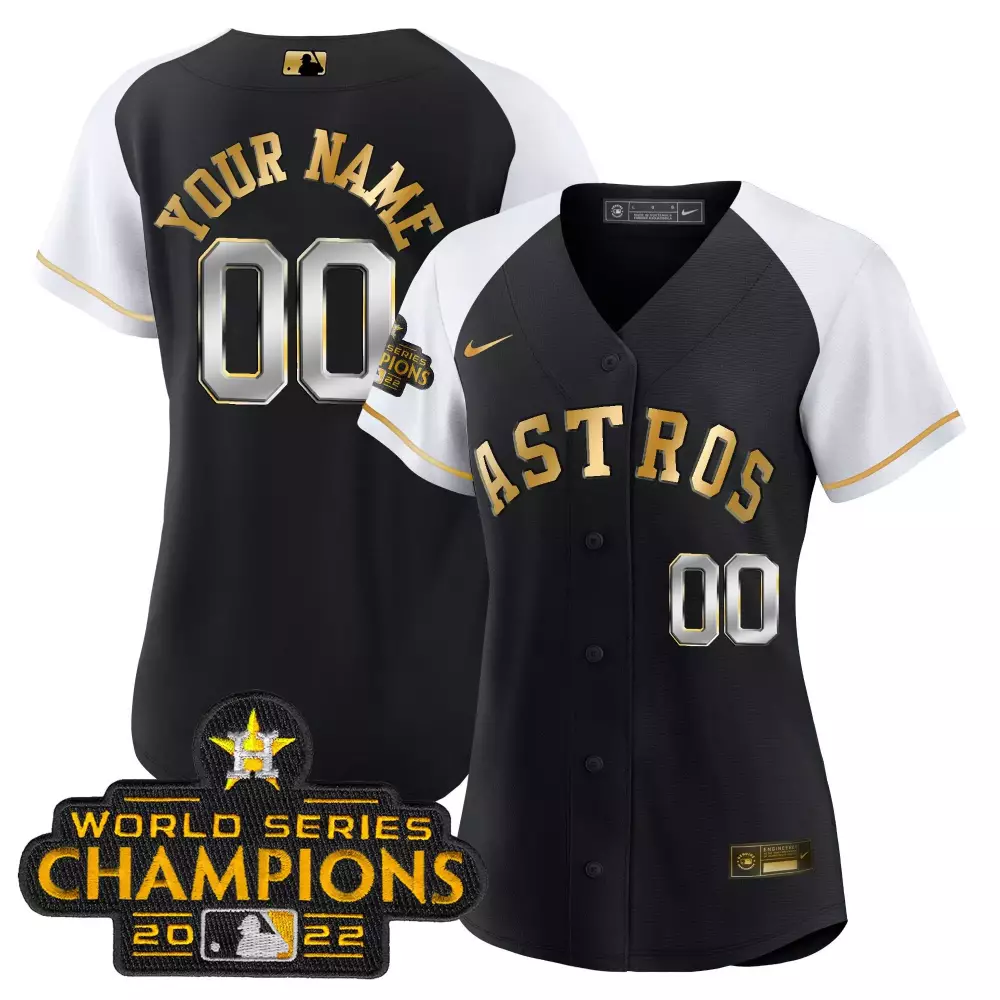 flex white sleeves women houston astros 2023 gold alternate custom jersey all stitched