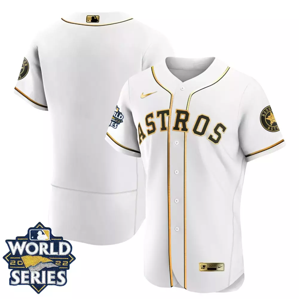 flex white sleeves women houston astros 2023 gold alternate custom jersey all stitched
