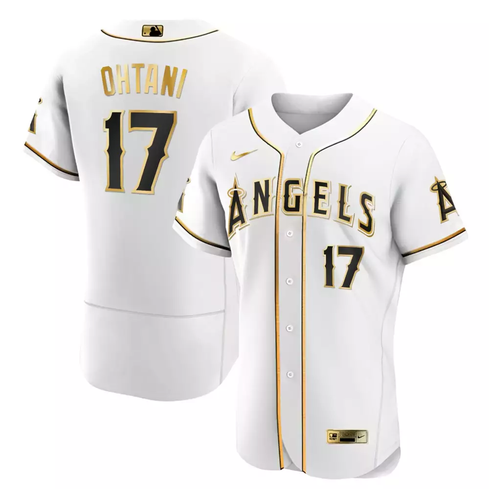 flex white women shohei ohtani los angeles angels white gold black gold jersey all stitched