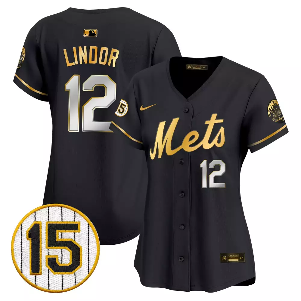 francisco lindor black gold womens new york mets jerry grote patch vapor premier limited jersey all stitched