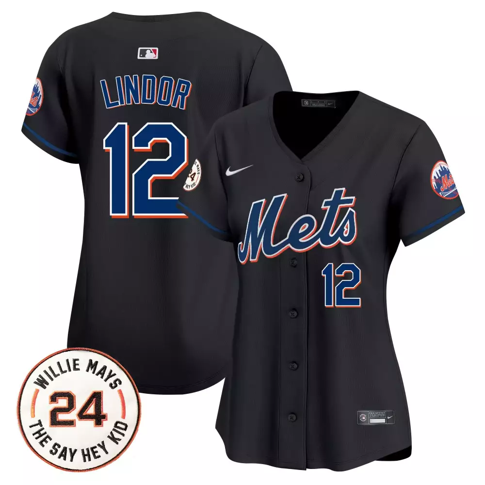 francisco lindor black womens new york mets queens graffiti vapor premier limited jersey all stitched
