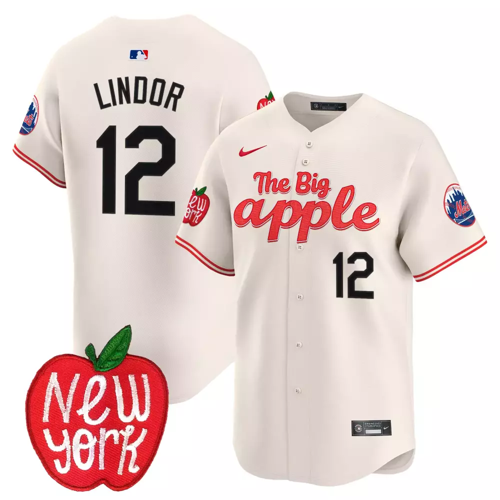 francisco lindor cream mens new york mets the big apple vapor premier limited jersey all stitched