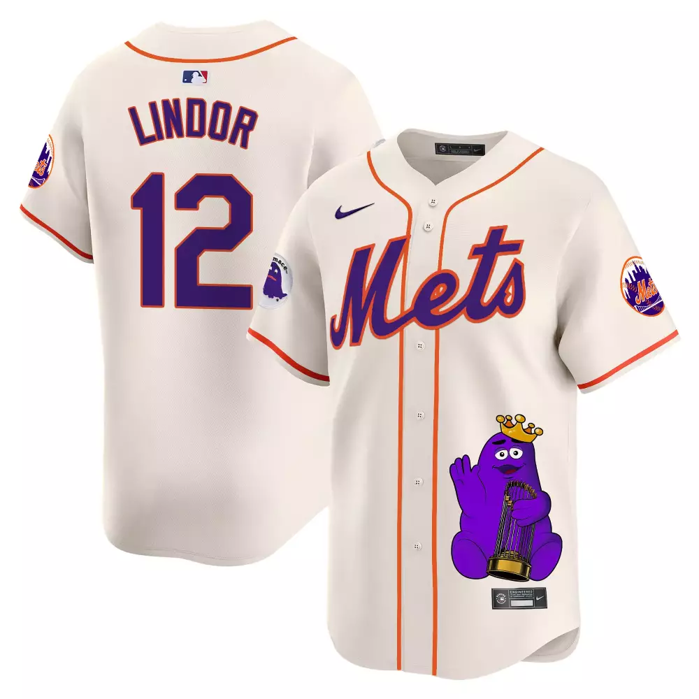 francisco lindor cream mens new york mets the big apple vapor premier limited jersey all stitched