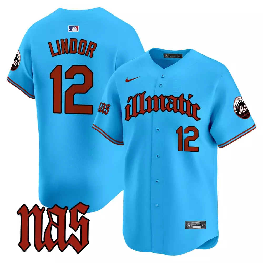 francisco lindor light blue mens new york mets nas illmatic vapor premier limited jersey all stitched