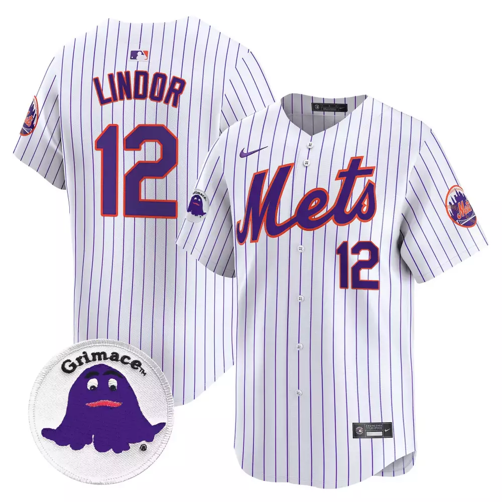 francisco lindor orange unisex new york mets grimace halloween vapor premier limited jersey v2 printed