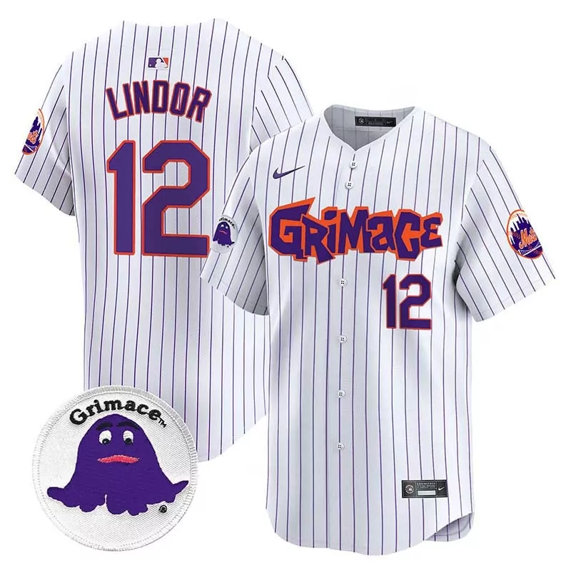 francisco lindor orange unisex new york mets grimace halloween vapor premier limited jersey v2 printed