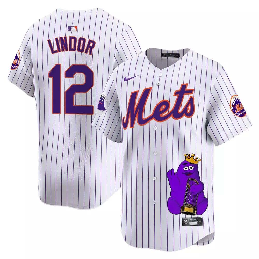 francisco lindor pinstripe mens new york mets queens graffiti vapor premier limited jersey all stitched