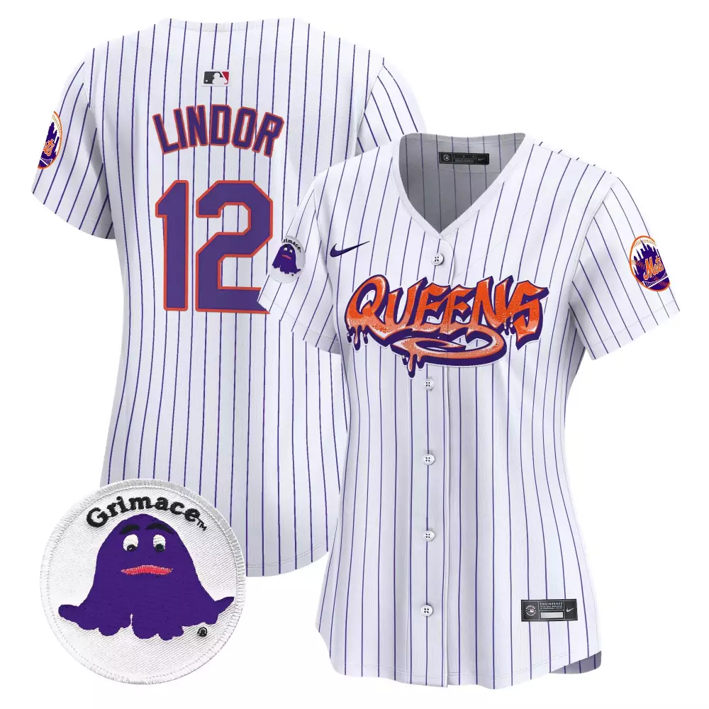 francisco lindor pinstripe womens new york mets grimace vapor premier limited jersey v2 all stitched