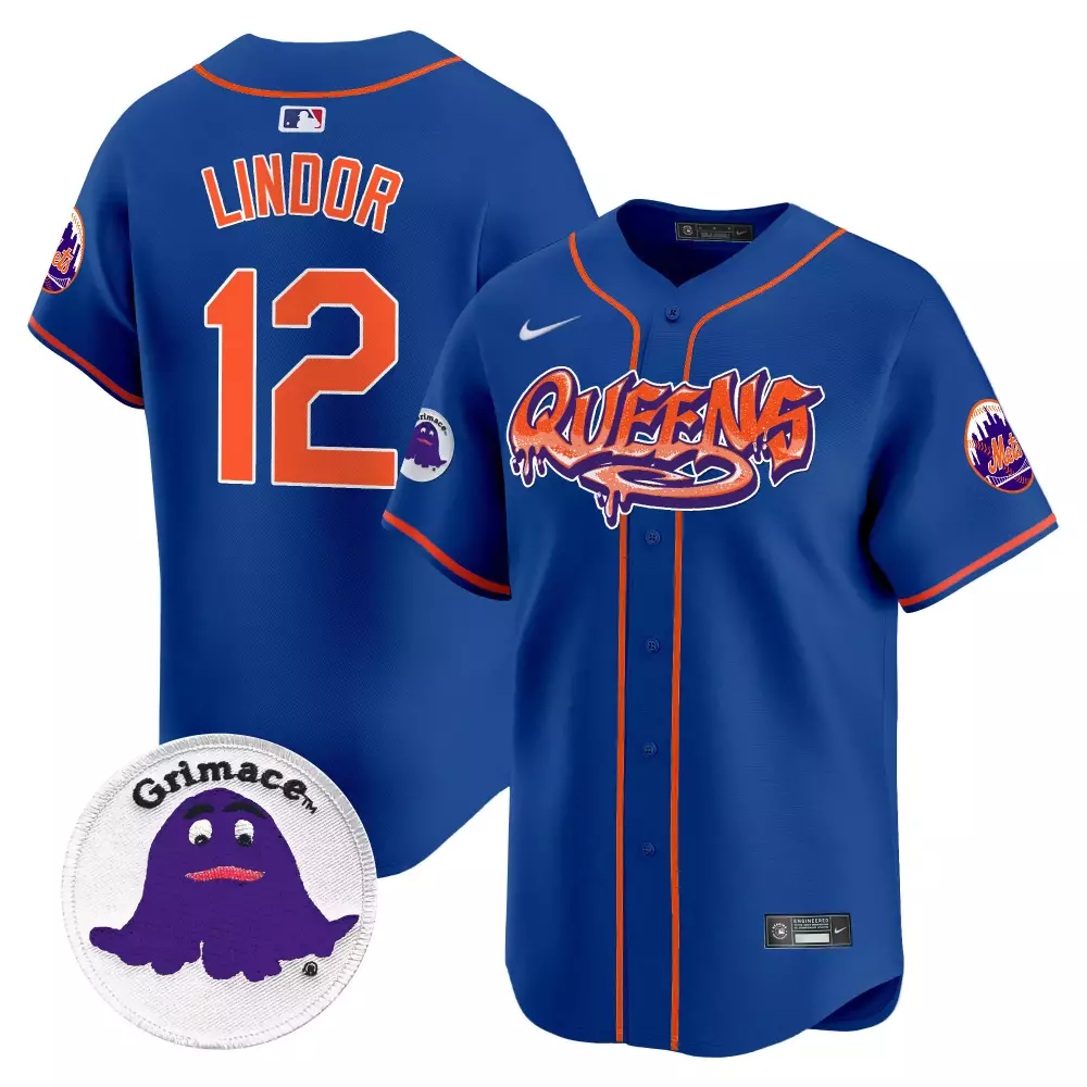 francisco lindor royal mens new york mets mr met patch vapor premier limited jersey all stitched