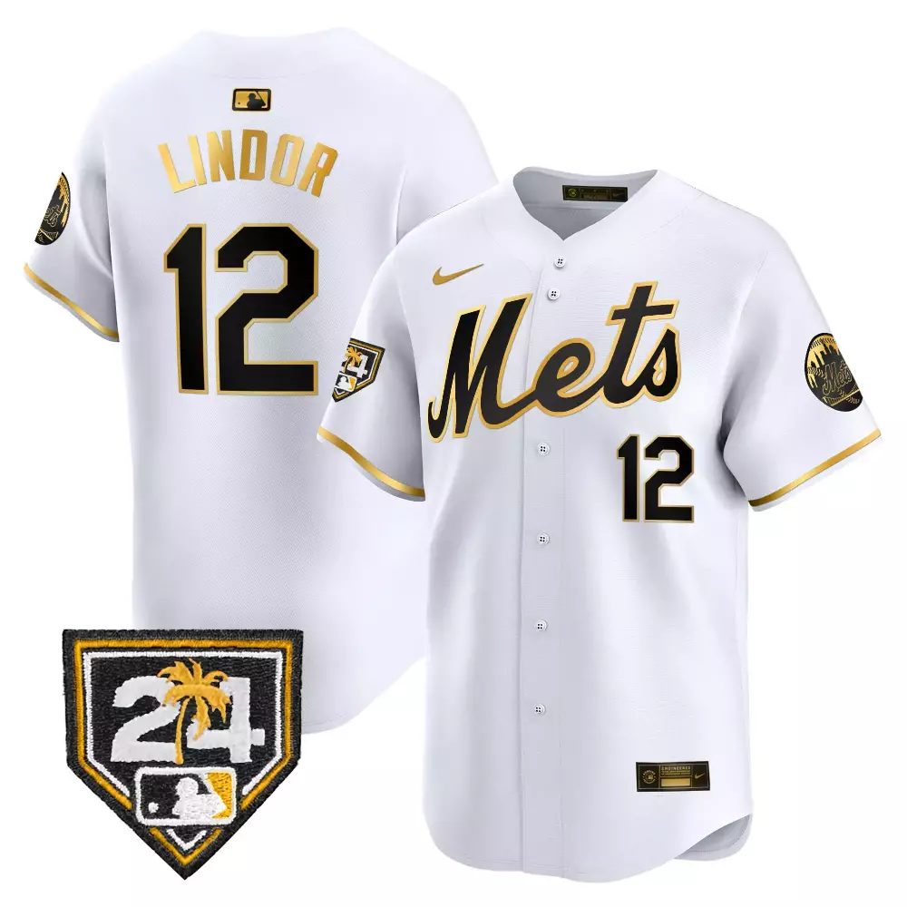 francisco lindor white gold mens new york mets 2024 spring training vapor premier elite jersey v2 all stitched