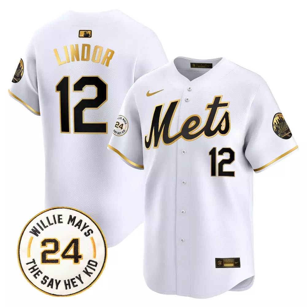 francisco lindor white gold mens new york mets willie mays patch vapor premier limited jersey all stitched