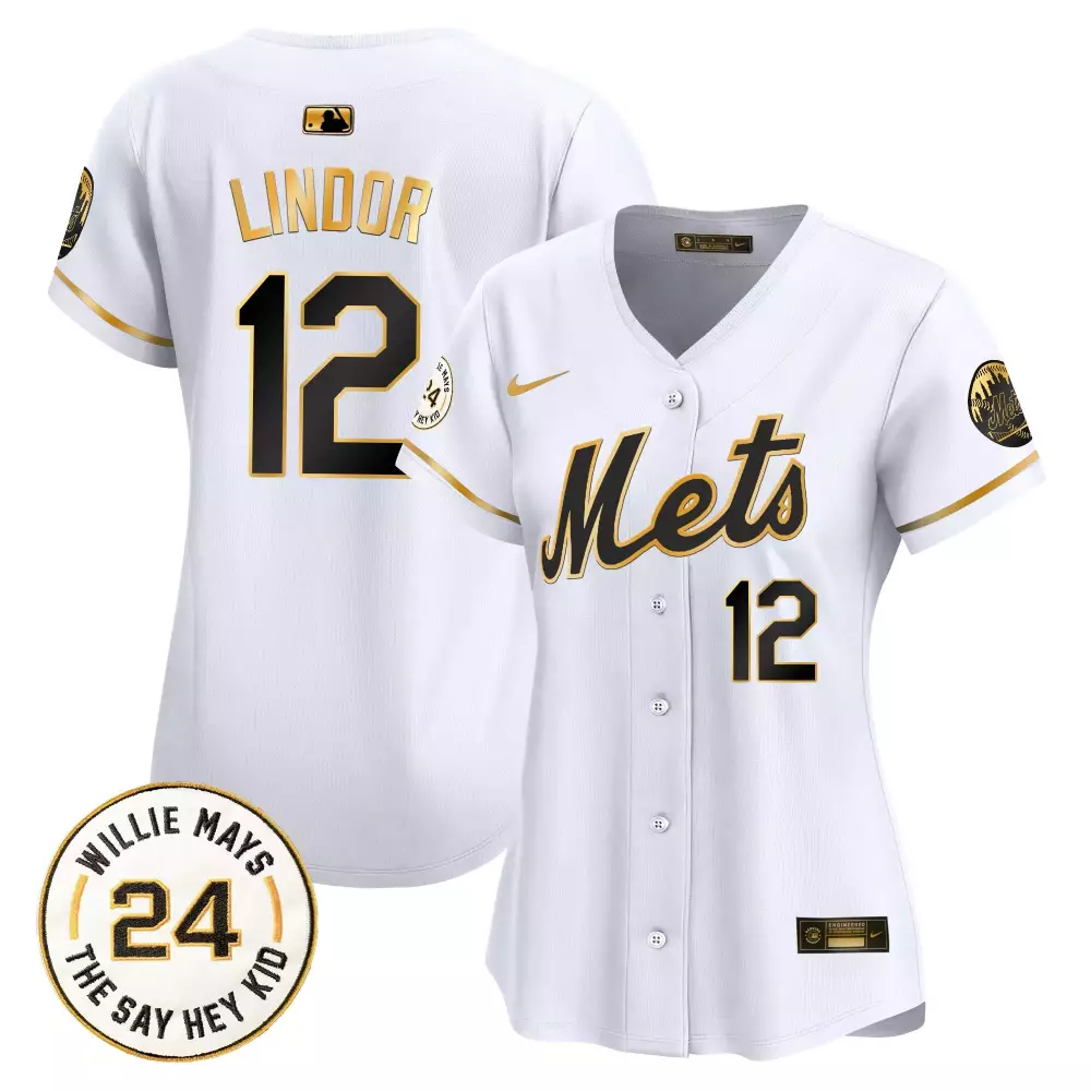 francisco lindor white gold mens new york mets willie mays patch vapor premier limited jersey all stitched