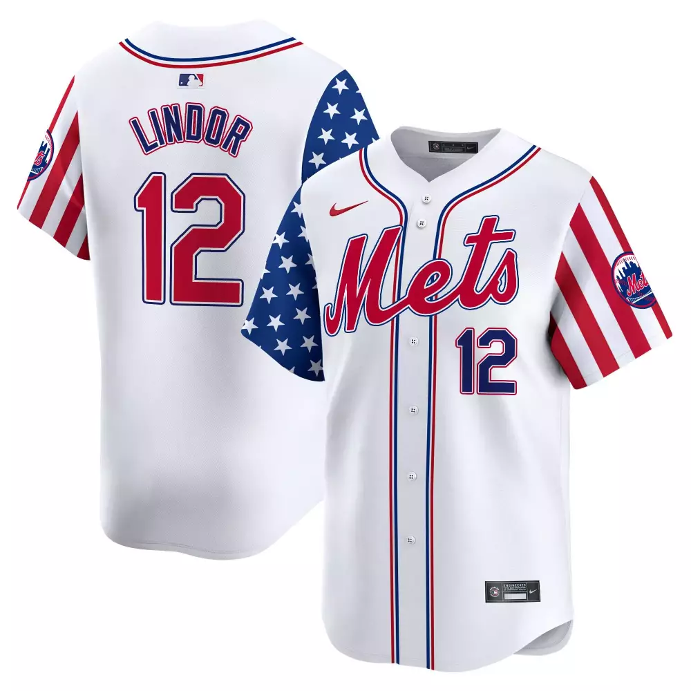 francisco lindor white mens new york mets 2024 independence day vapor premier limited jersey all stitched