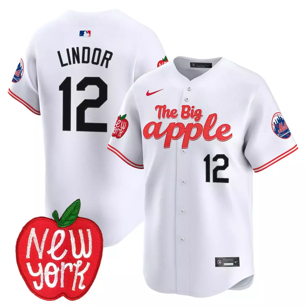 francisco lindor white mens new york mets mr met patch vapor premier limited jersey all stitched