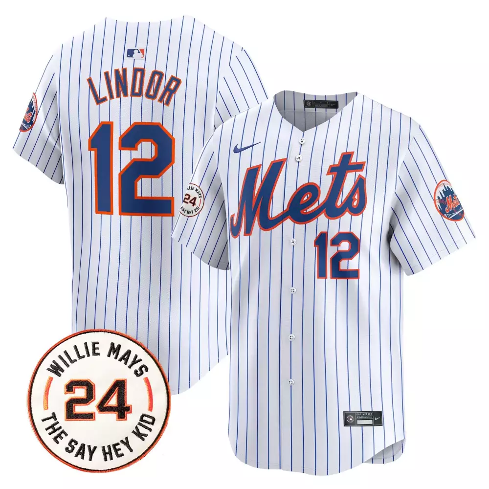 francisco lindor white mens new york mets mr met patch vapor premier limited jersey all stitched