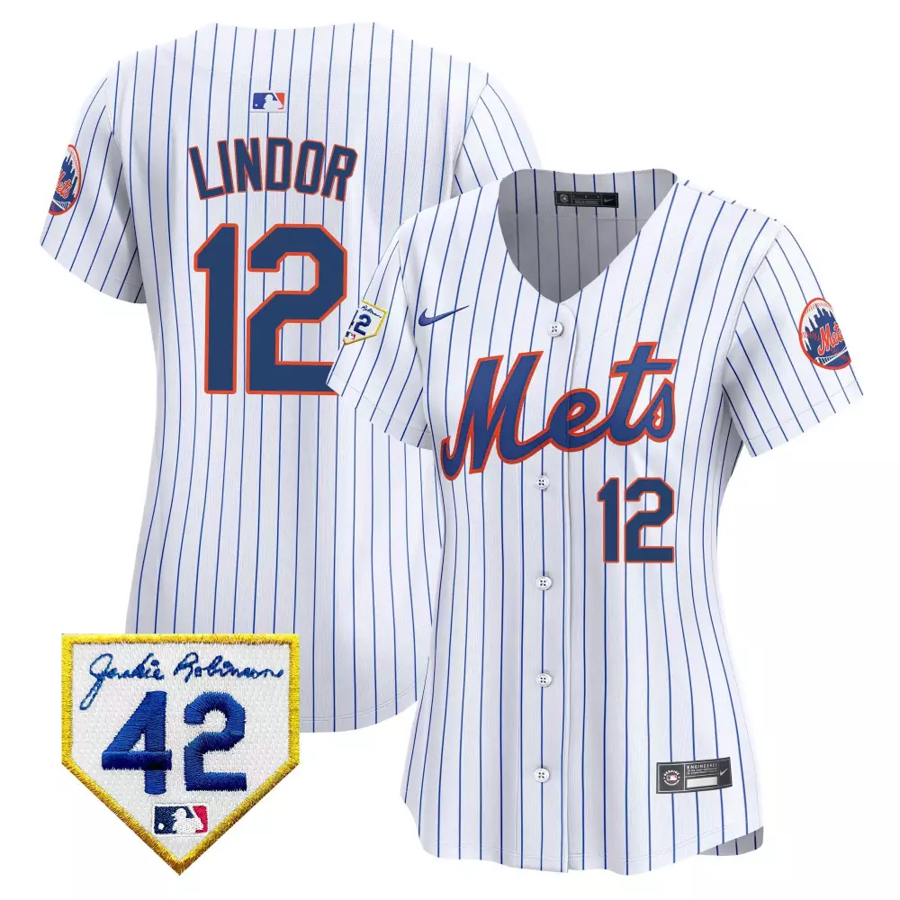 francisco lindor white womens new york mets 2024 jackie robinson patch vapor premier limited jersey all stitched