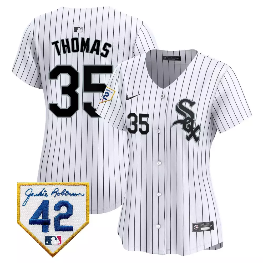 Frank Thomas White Women's Chicago White Sox 2024 Jackie Robinson Patch Vapor Premier Limited Jersey | All Stitched | Fan Gear for Game Day | For Men, Women & Youth