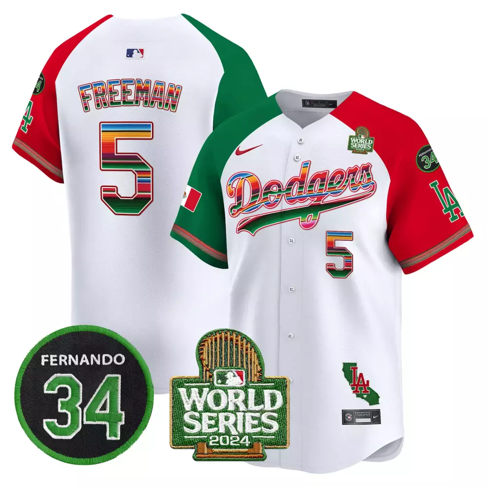 Freddie Freeman Alternate Men's Los Angeles Dodgers Mexico Fernando Valenzuela Jersey | 2024 World Series Patch | Fan Gear for Men, Women & Youth