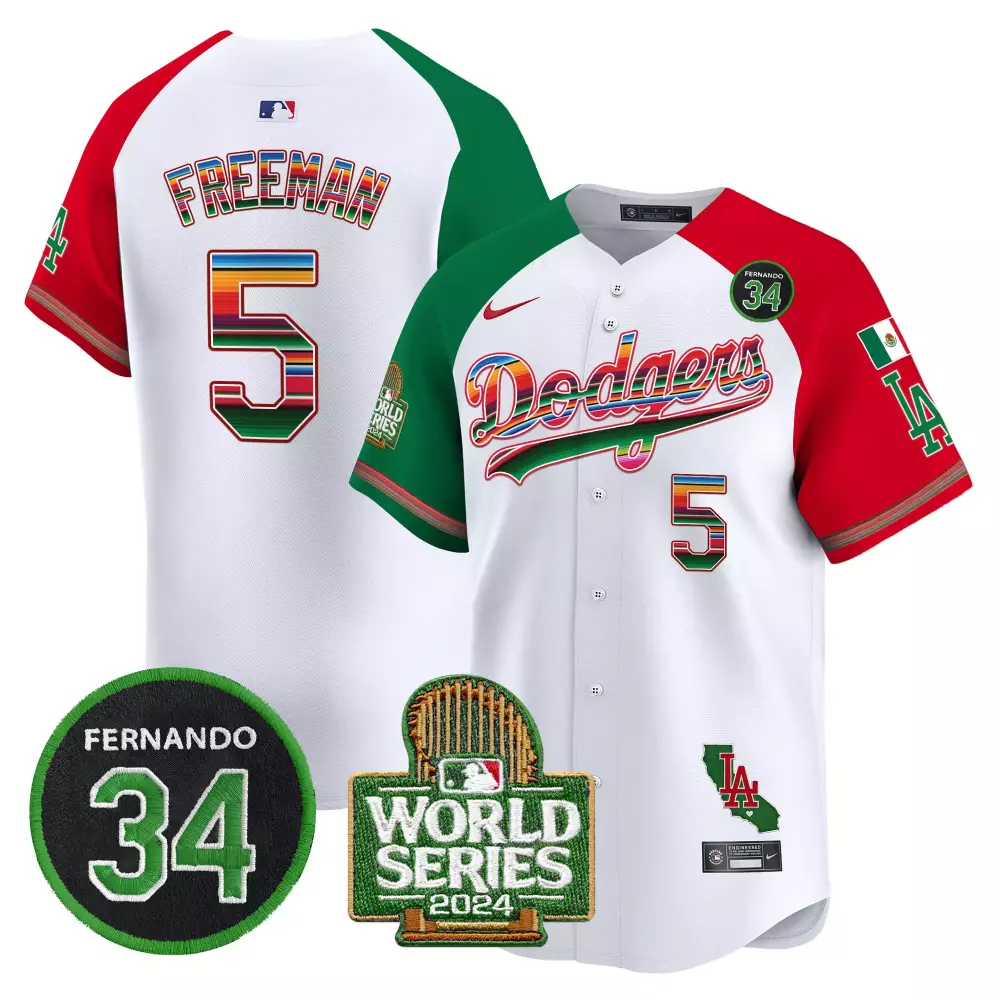 Freddie Freeman Alternate Men's Los Angeles Dodgers Mexico Fernando Valenzuela Jersey | 2024 World Series Patch | Fan Gear for Men, Women & Youth