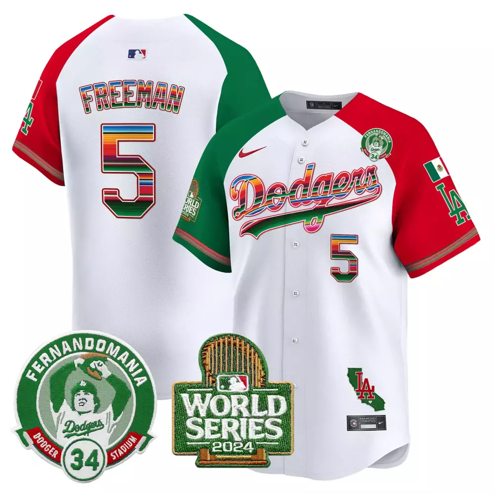 Freddie Freeman Alternate Men's Los Angeles Dodgers Mexico Fernando Valenzuela Jersey | 2024 World Series Patch | Fan Gear for Men, Women & Youth