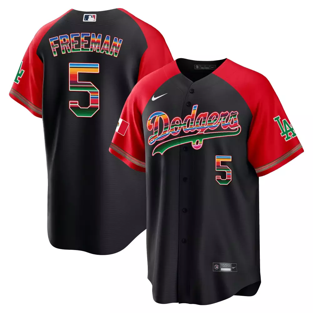 freddie freeman black mens los angeles dodgers mexico alternate cool base jersey all stitched