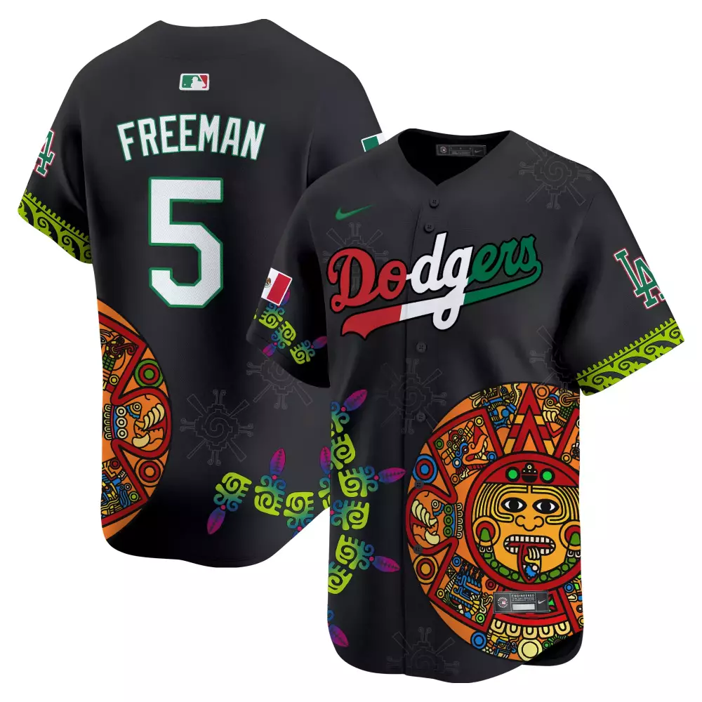 freddie freeman black mens los angeles dodgers mexico alternate cool base jersey all stitched