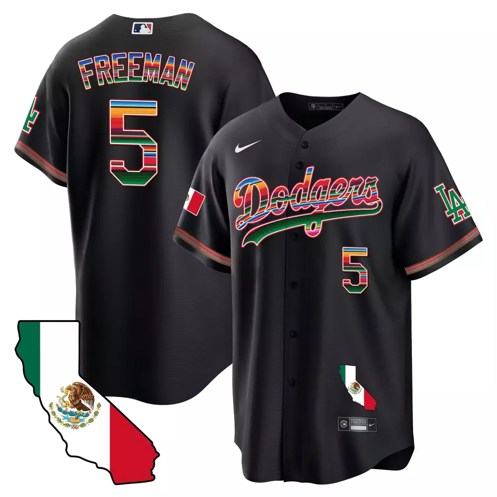 freddie freeman black mens los angeles dodgers mexico alternate cool base jersey all stitched