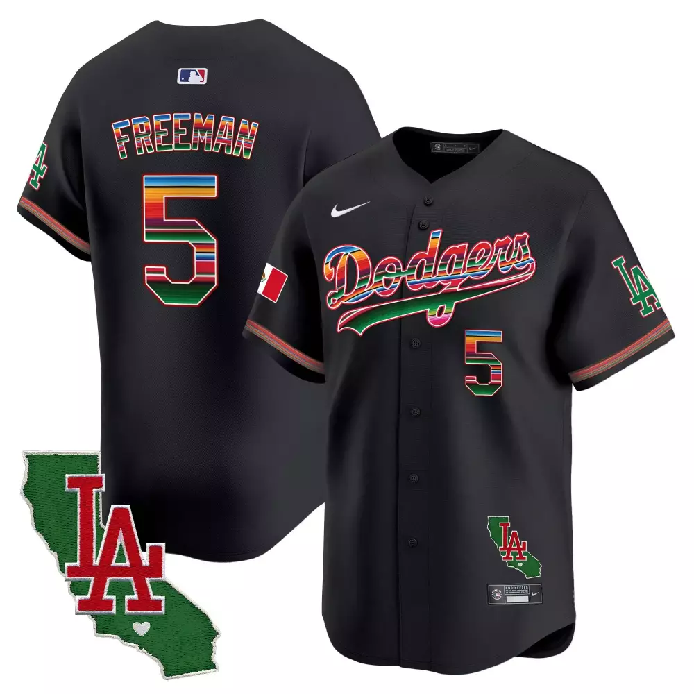 freddie freeman black mens los angeles dodgers mexico alternate cool base jersey all stitched