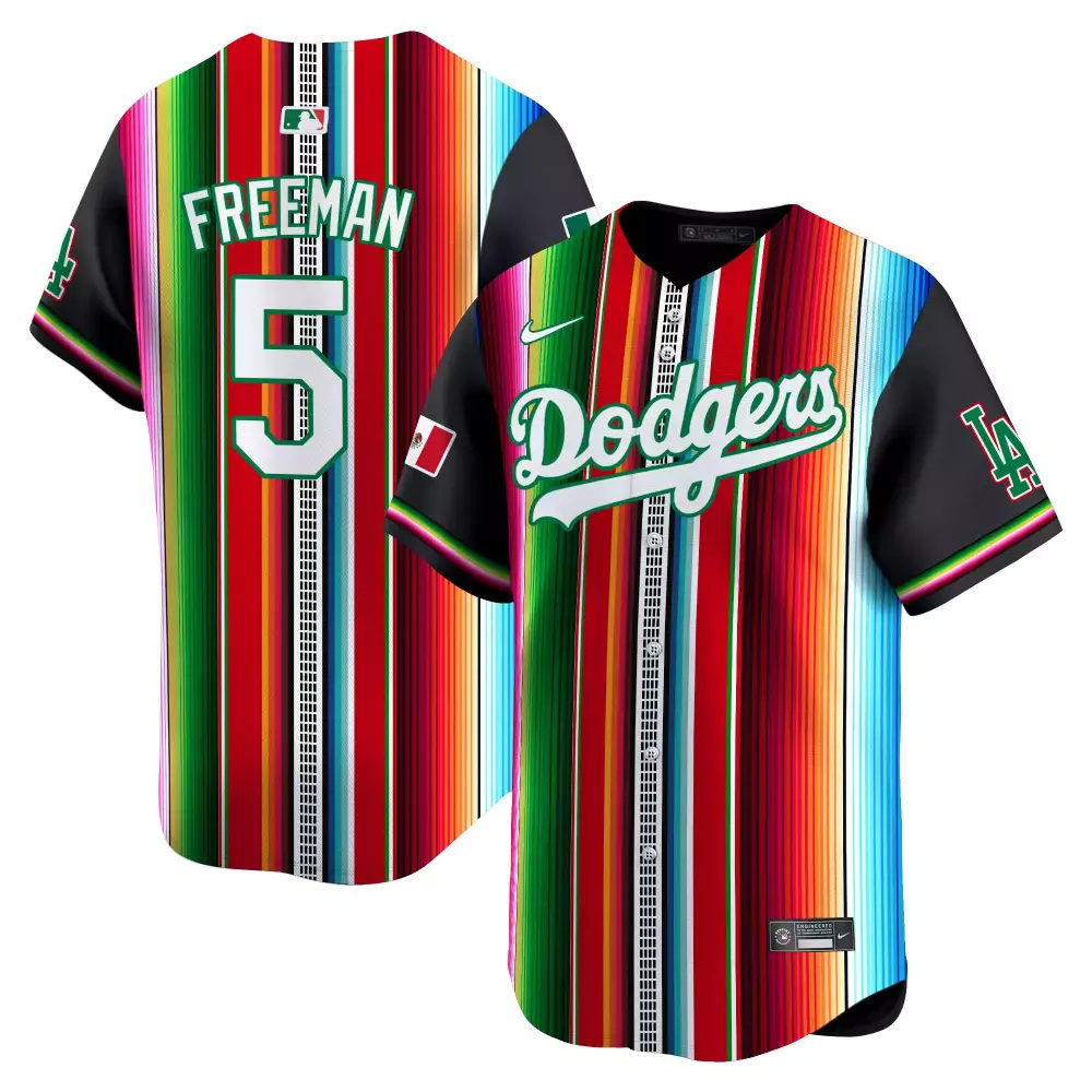 freddie freeman black mens los angeles dodgers serape pattern mexico vapor premier limited jersey v2 printed
