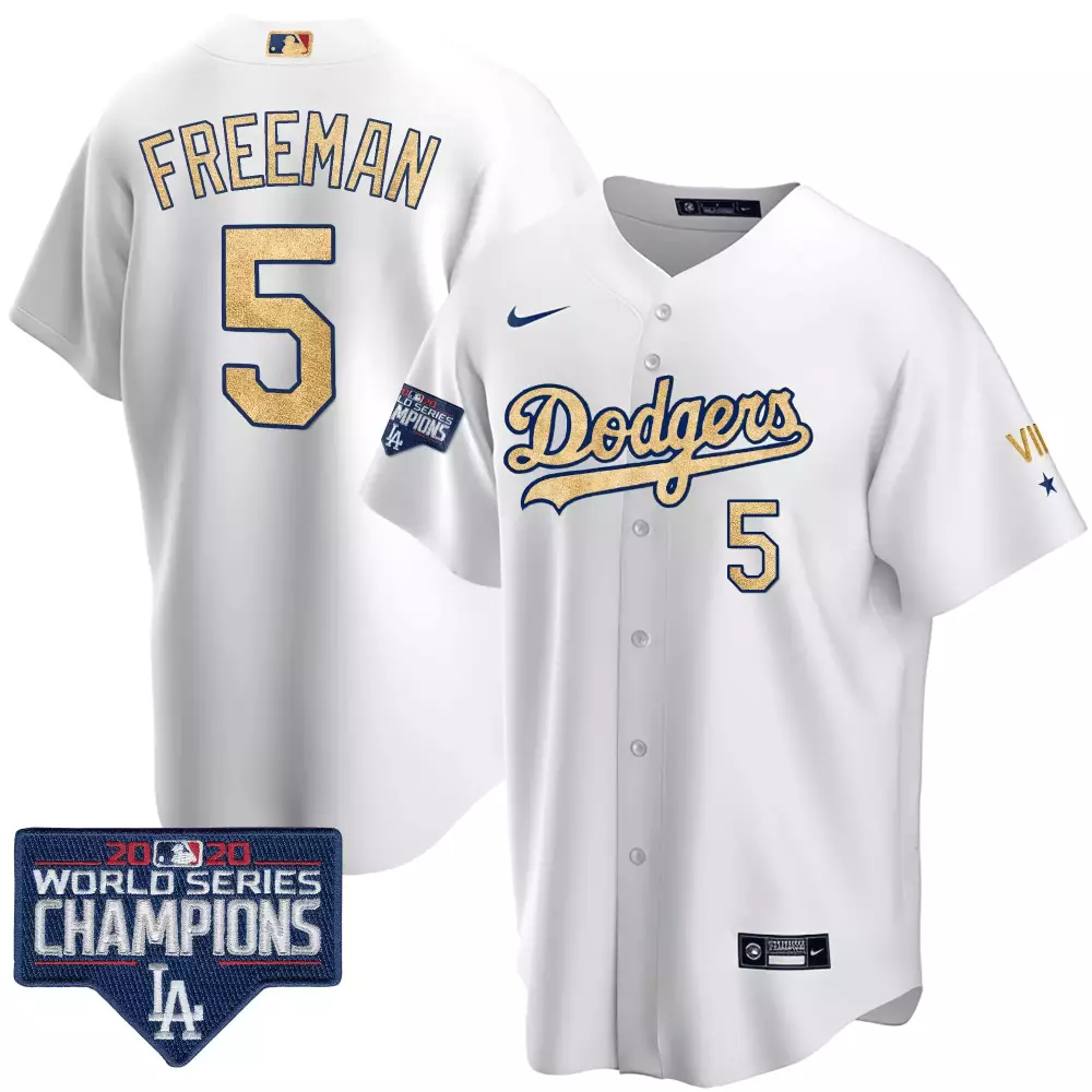 freddie freeman cool royal mens los angeles dodgers world series vin sculy patch gold jersey all stitched