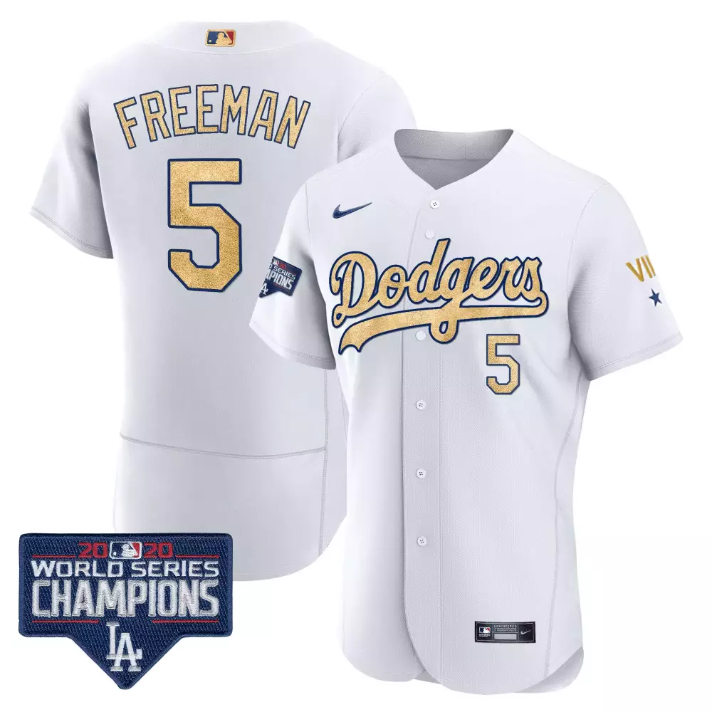 freddie freeman flex royal rush mens los angeles dodgers royal gold world series 2020 patch jersey all stitched