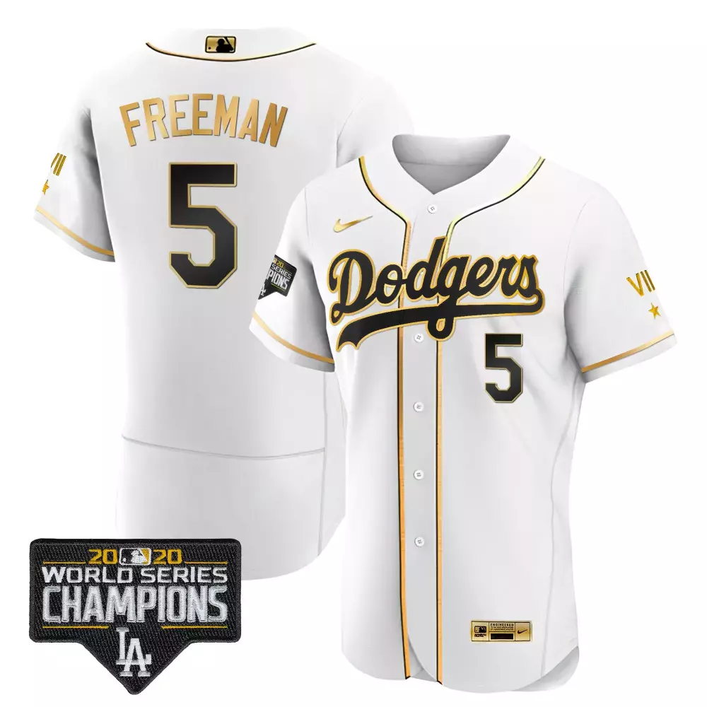 freddie freeman flex royal rush mens los angeles dodgers royal gold world series 2020 patch jersey all stitched