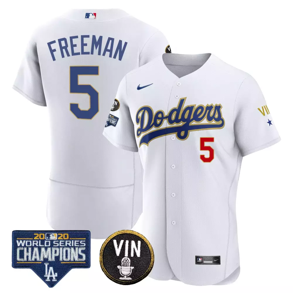 freddie freeman flex royal rush mens los angeles dodgers royal gold world series 2020 patch jersey all stitched