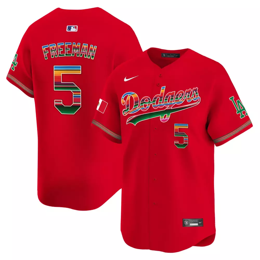 Freddie Freeman Men's Red Jersey | Los Angeles Dodgers Mexico | Stitched Fan Gear for Men, Women & Youth