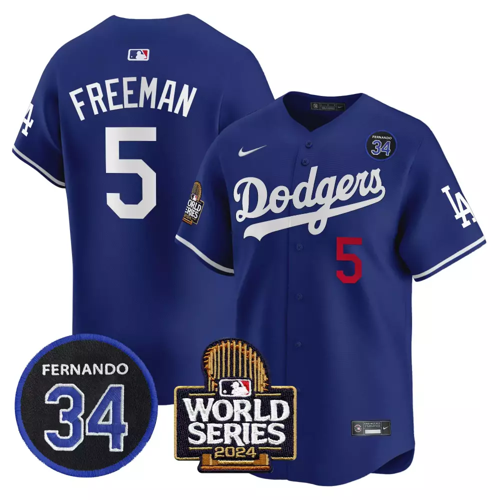 freddie freeman royal mens los angeles dodgers fernando memorial 2024 world series patch vapor premier limited jersey v2