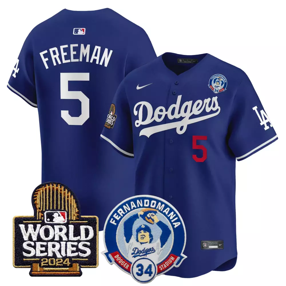 freddie freeman royal mens los angeles dodgers fernando memorial 2024 world series patch vapor premier limited jersey v2