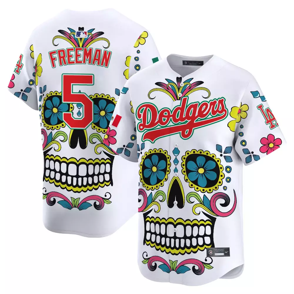 freddie freeman white mens los angeles dodgers mexico sugar skull vapor premier limited jersey printed